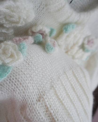 Hand Knit Rose Canvas Sweater
