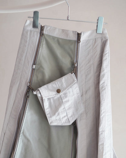 Military shrink pleats skirt Greige