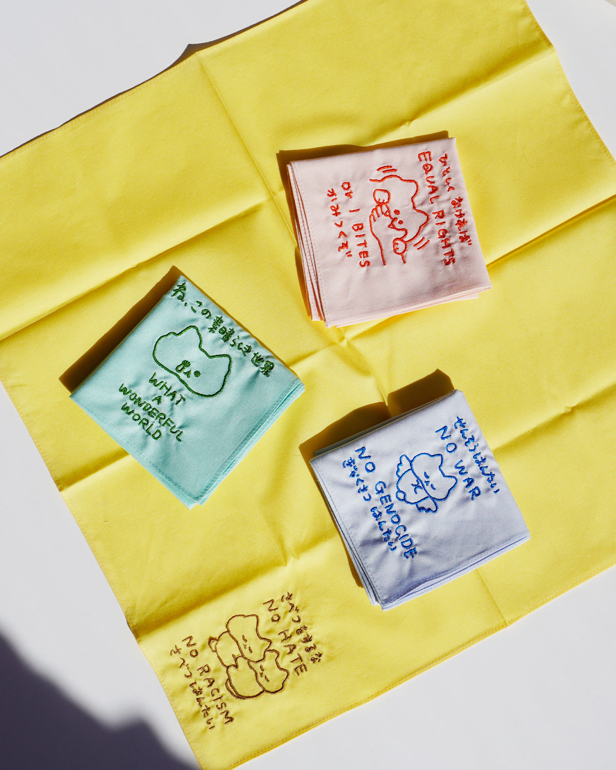 ねこのメッセージ刺繍ハンカチ