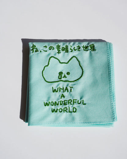 ねこのメッセージ刺繍ハンカチ