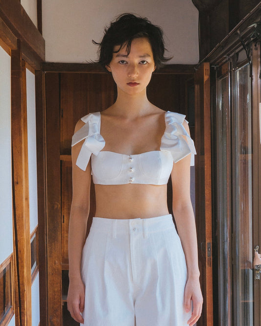 satin ribbon pearl bustier