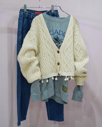 cardigan with pompom（remake knit）