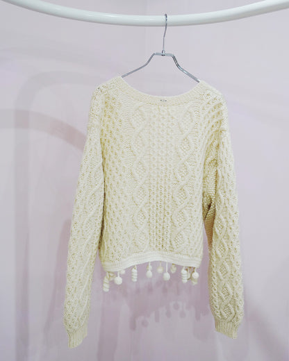 cardigan with pompom（remake knit）