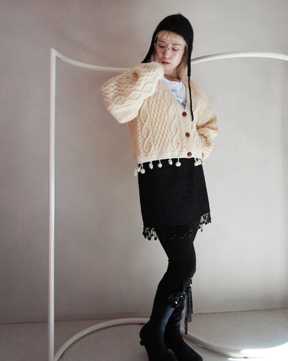 cardigan with pompom（remake knit）