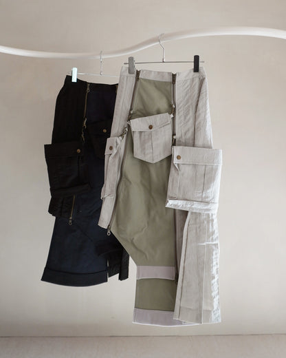 Military shrink pleats skirt Greige