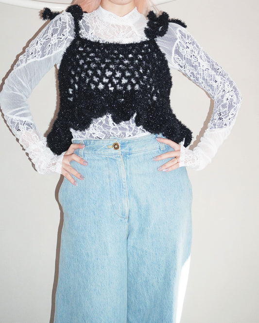 hand knit camisole black