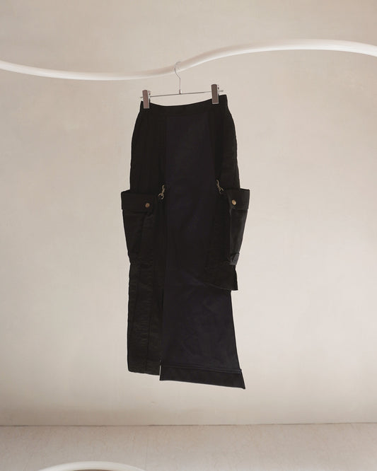 Military shrink pleats skirt Black