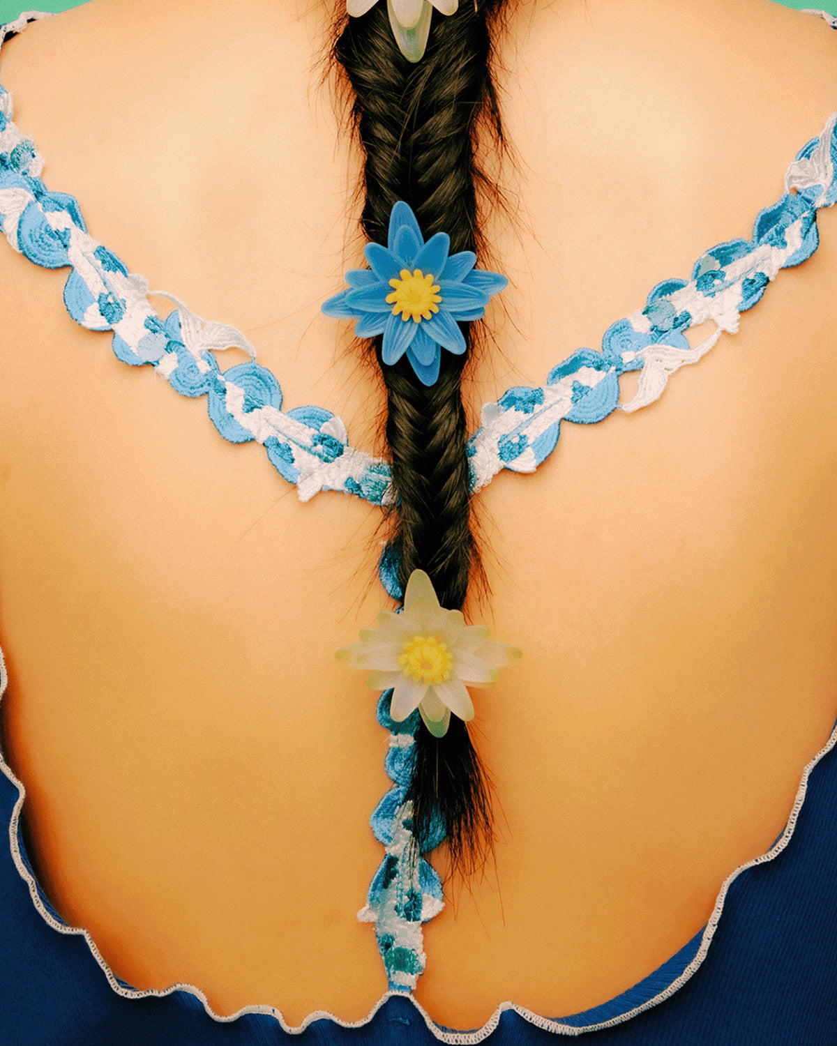 Water lily hair cuff blue