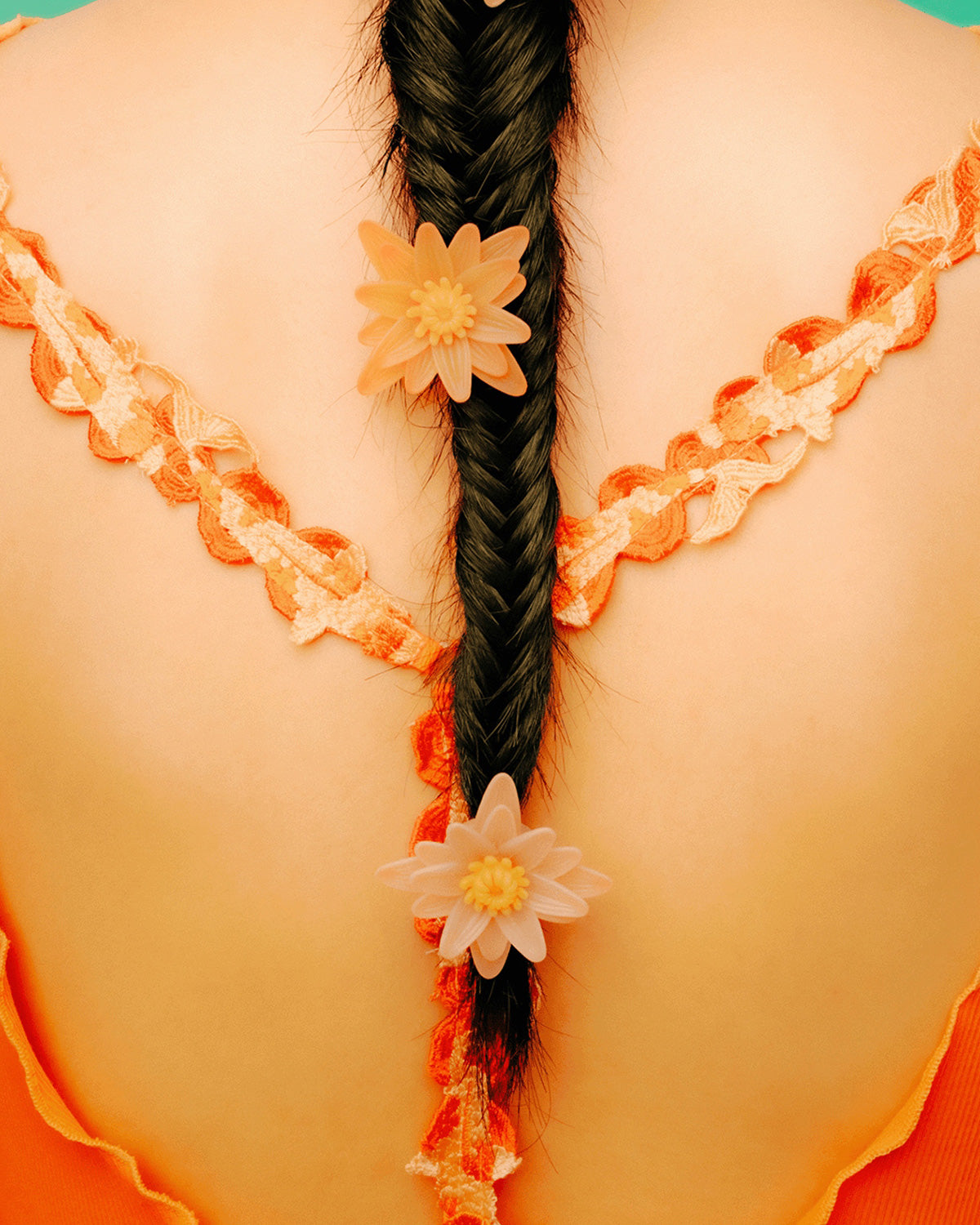 Water lily hair cuff orange