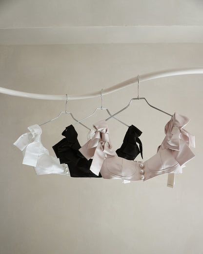 satin ribbon pearl bustier