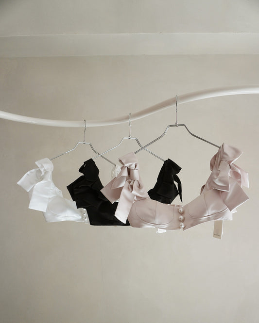 satin ribbon pearl bustier