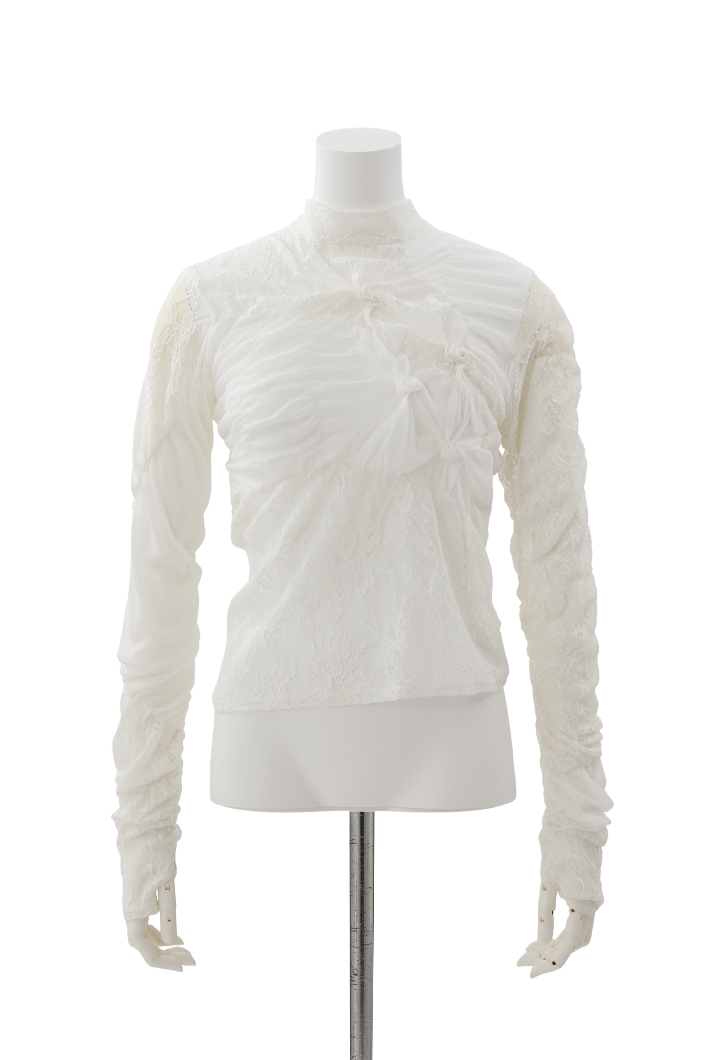 Stand neck shirring pullover