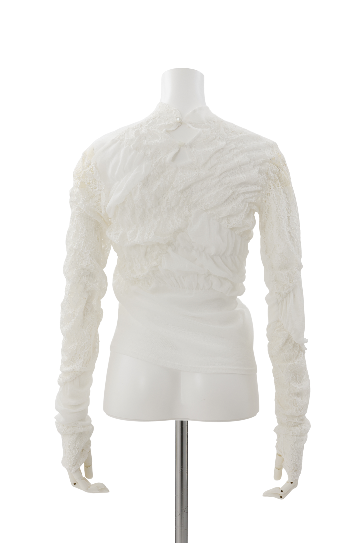 Stand neck shirring pullover