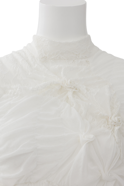 Stand neck shirring pullover