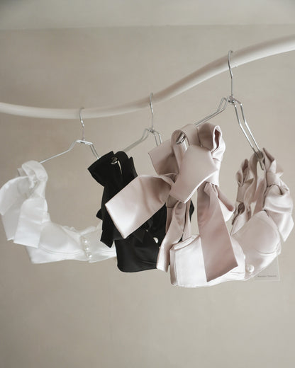 satin ribbon pearl bustier