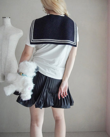 Knit sailor collar