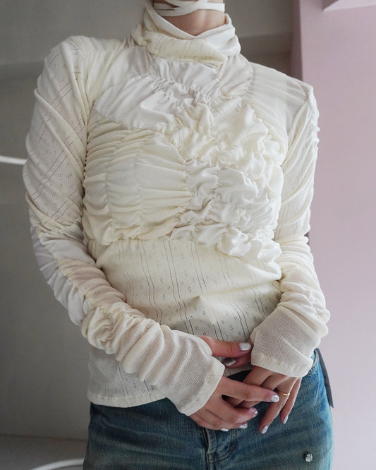 Shirring Knit pullover（Ivory）