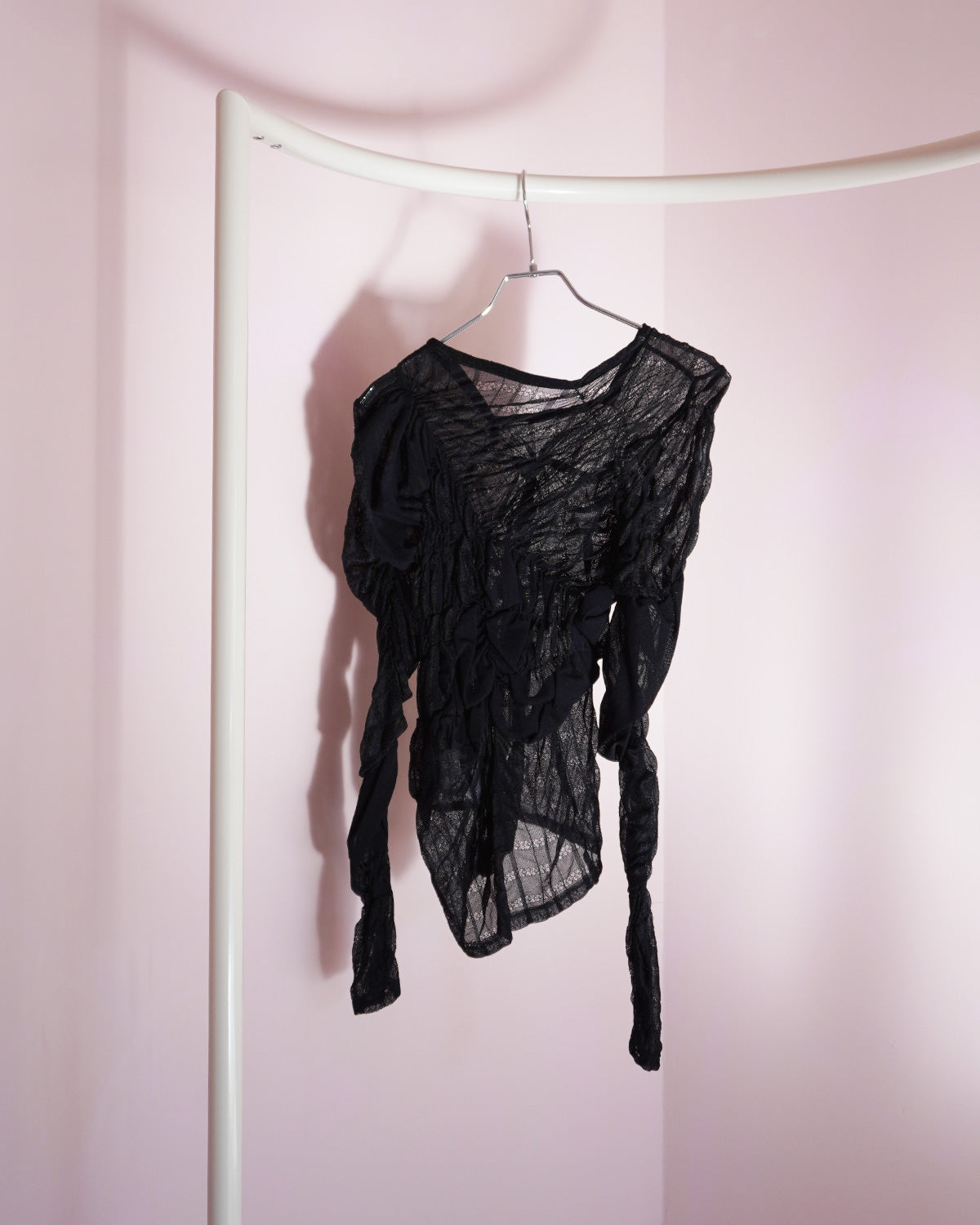 Square neck shirring pullover