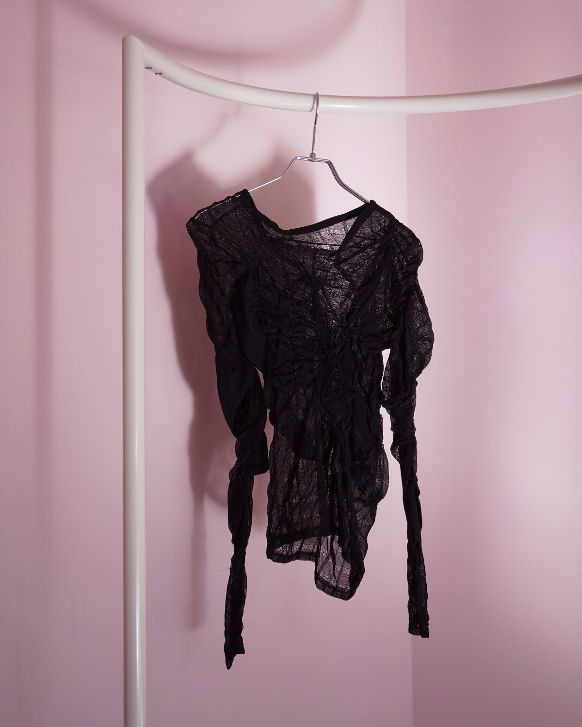 Square neck shirring pullover