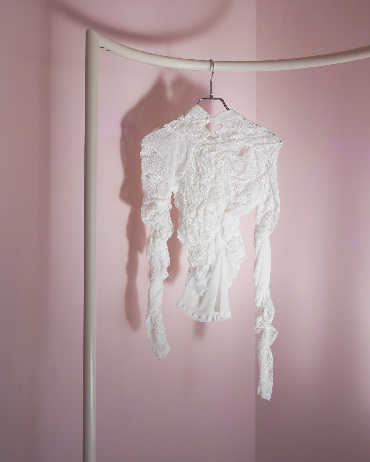 Stand neck shirring pullover