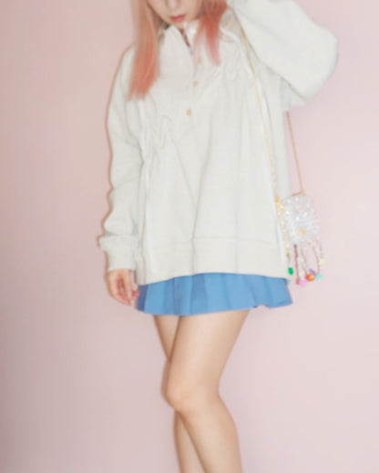 Raw edge loose polo Beige