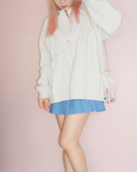 Raw edge loose polo Beige