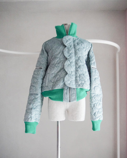 Sazanka quilted velour bomber jacket