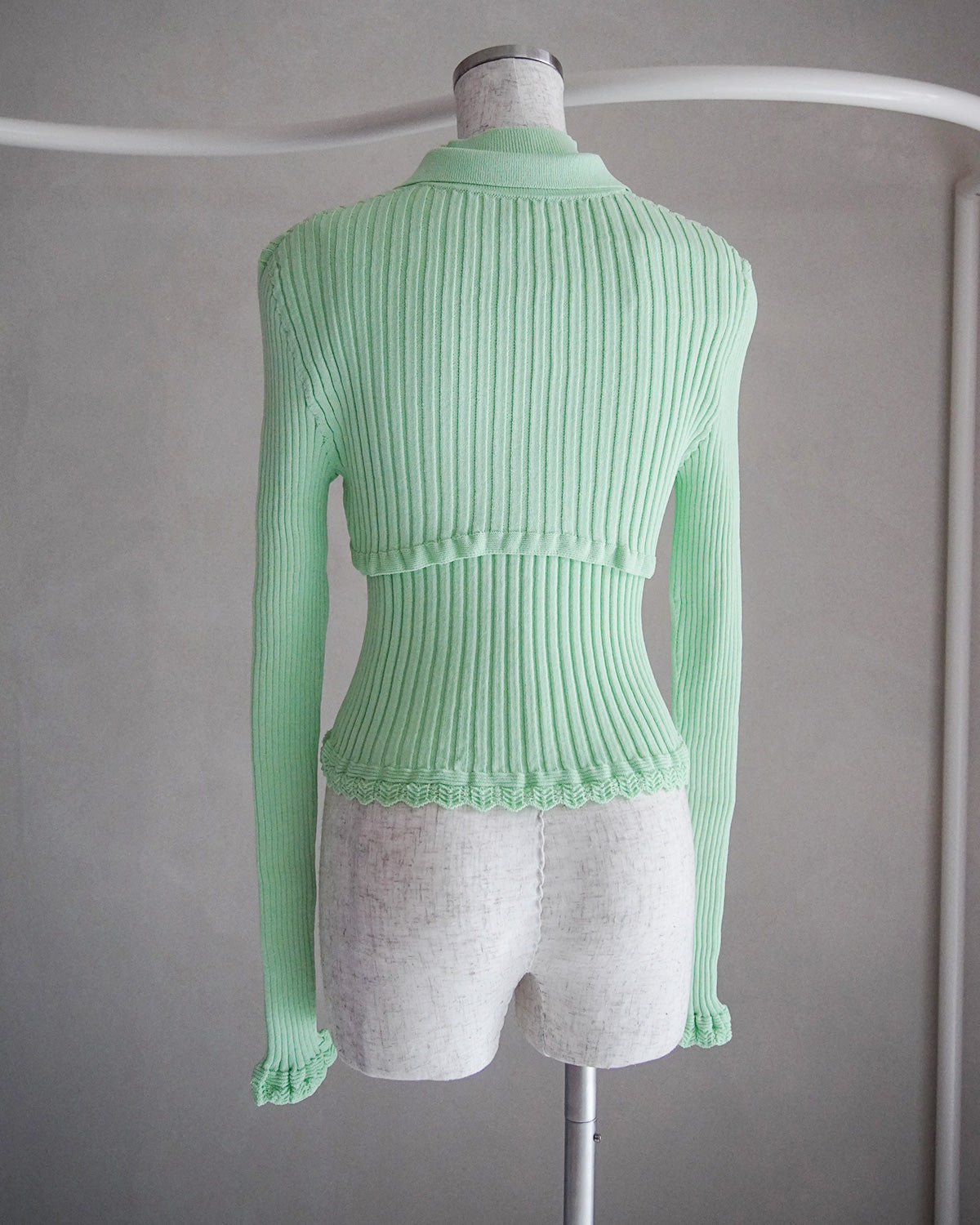 Ribbed polo bolero knit set