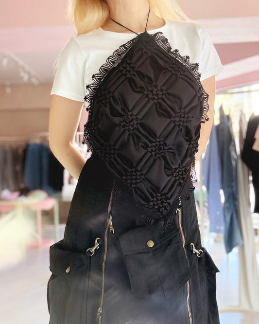 Smocking veil bustier Black