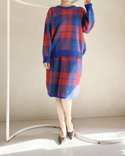 チェック柄ニットスカート