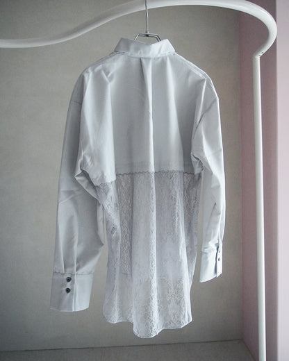 Lace-Paneled Striped Shirt