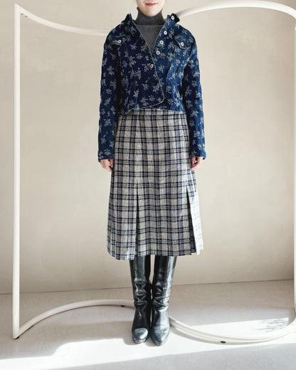 チェック柄ボックスプリーツスカート