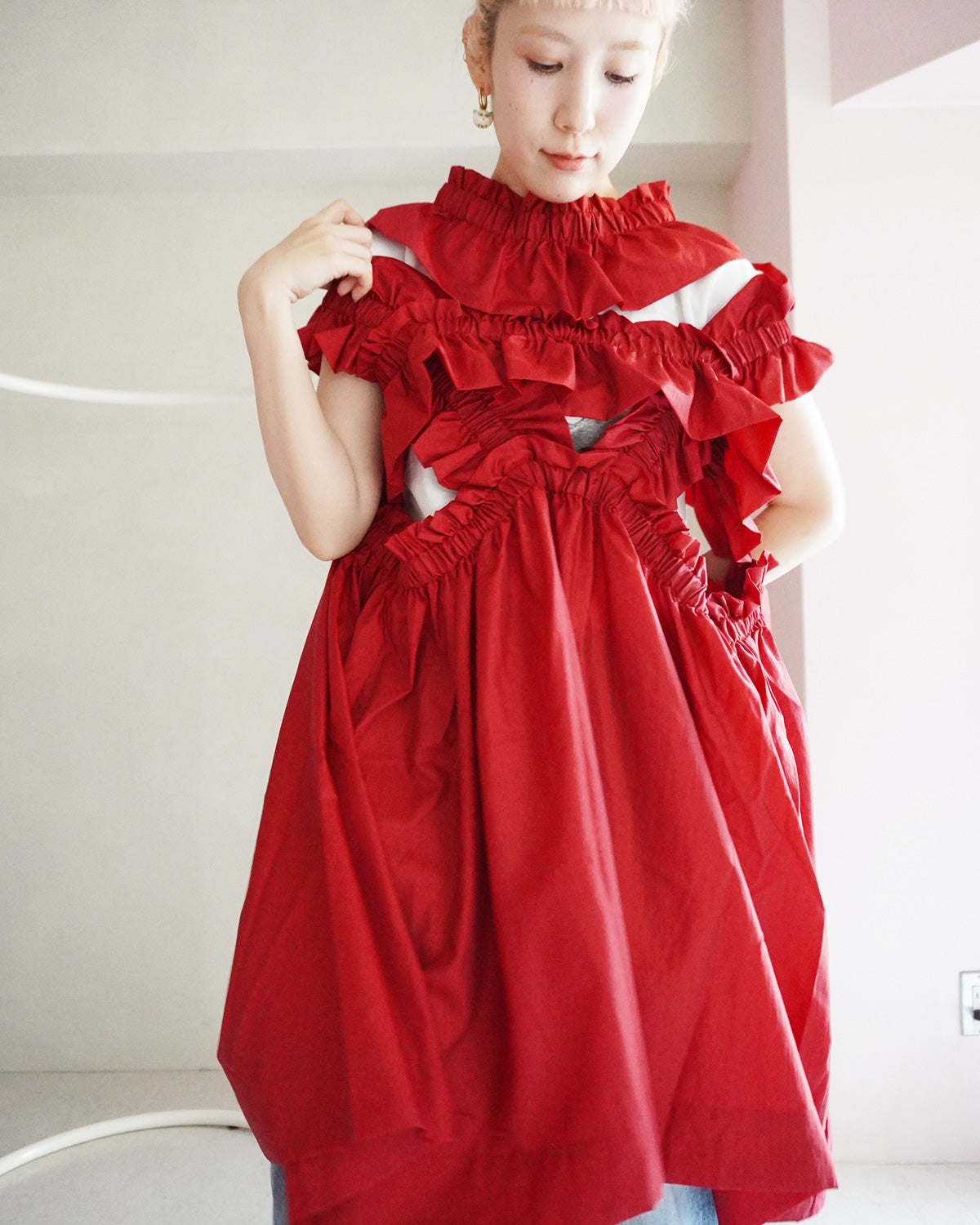 kiki frill dress red