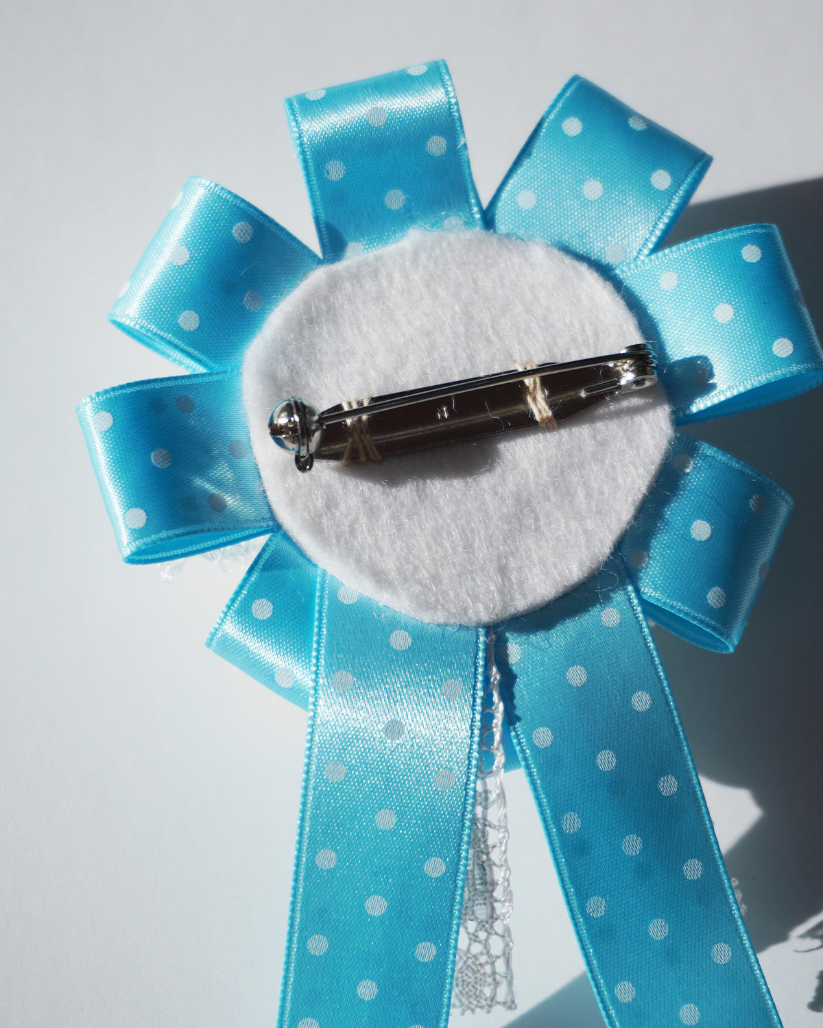 Flower Ribbon Brooch 【blue dot】