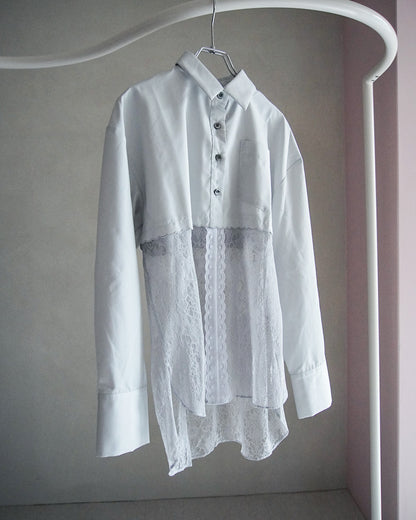 Lace-Paneled Striped Shirt