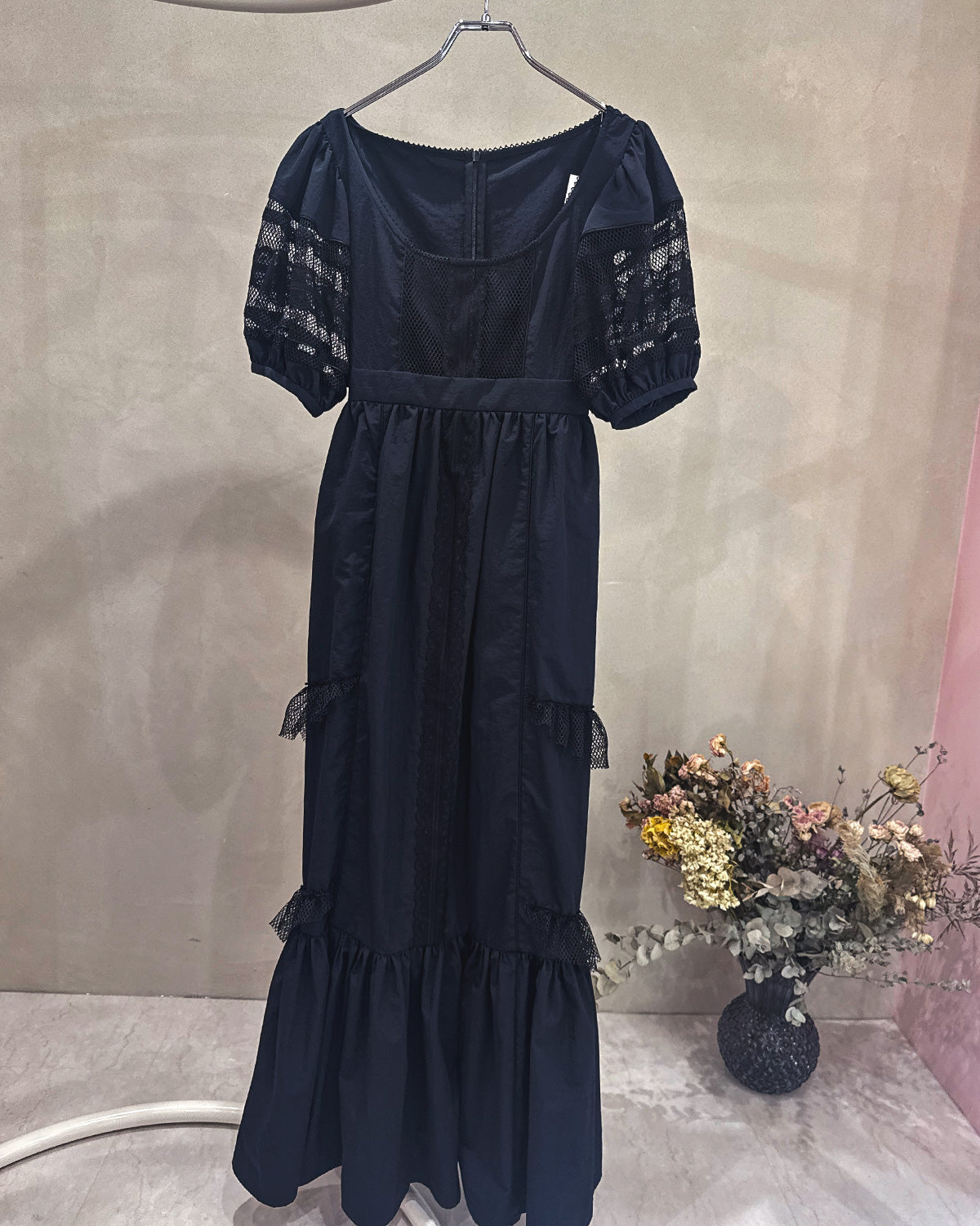 Jersey Mesh Dress Black