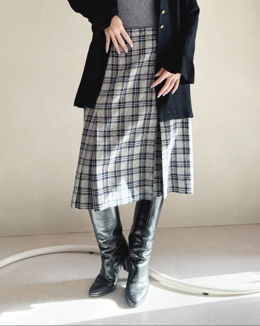 チェック柄ボックスプリーツスカート