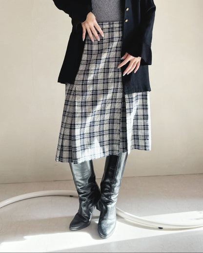 チェック柄ボックスプリーツスカート
