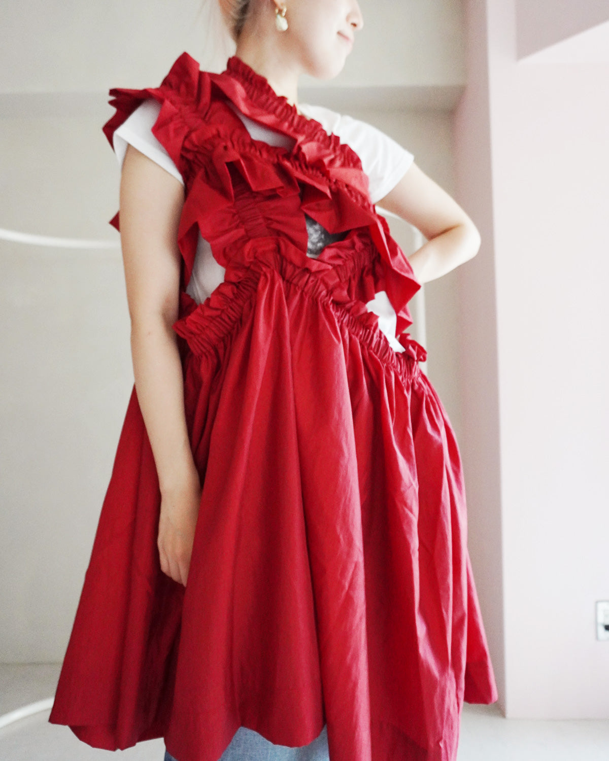 kiki frill dress red