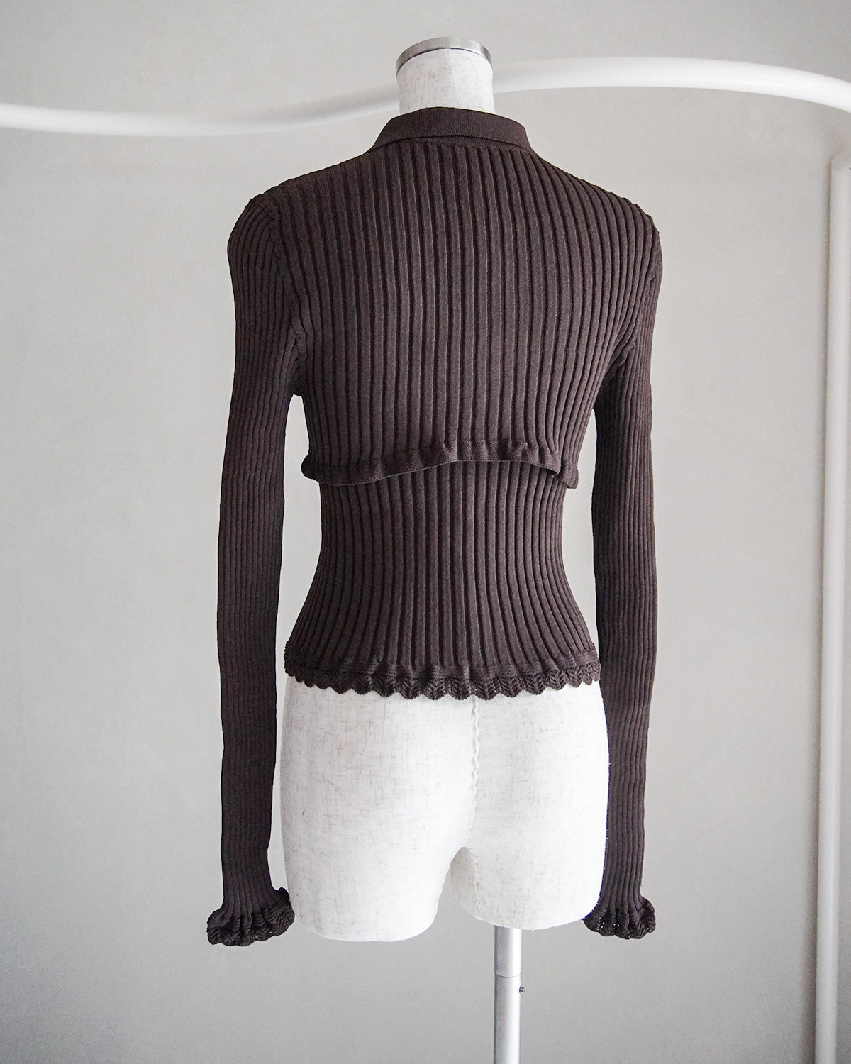 Ribbed polo bolero knit set