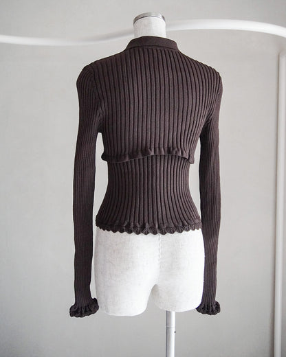 Ribbed polo bolero knit set