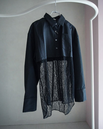 Lace-Paneled Striped Shirt