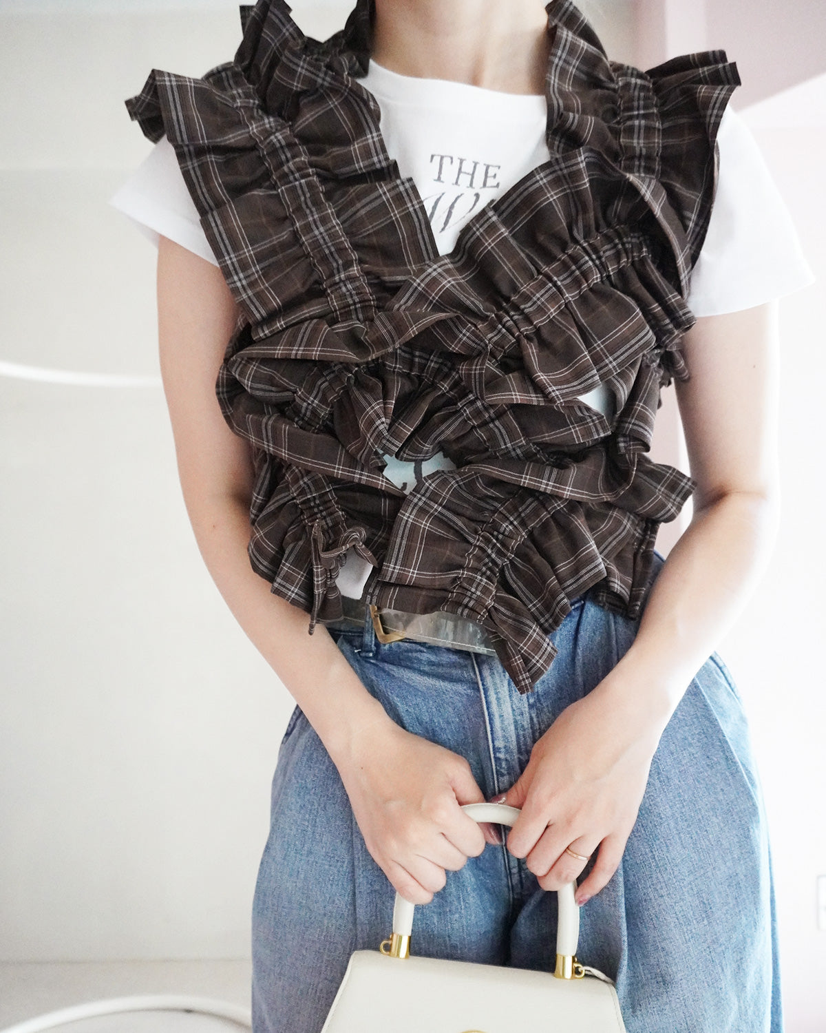 pascal frill vest（brown check）