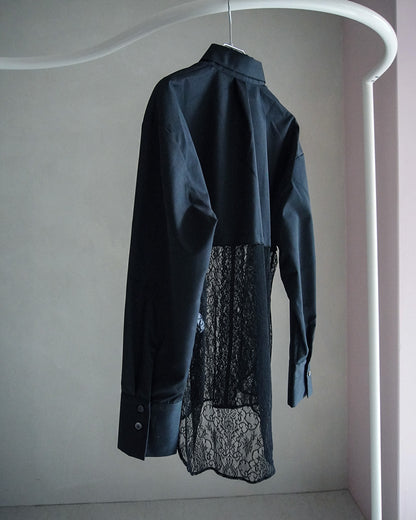 Lace-Paneled Striped Shirt