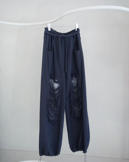 【2〜3月お届けご予約商品】ダメージスウェットパンツ fur with lace