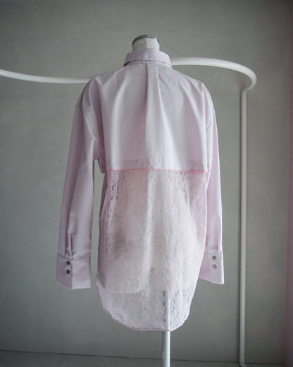 Lace-Paneled Striped Shirt