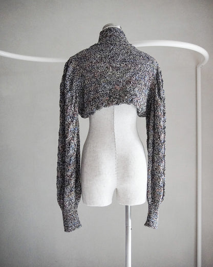 Cropped wavy knit cardigan