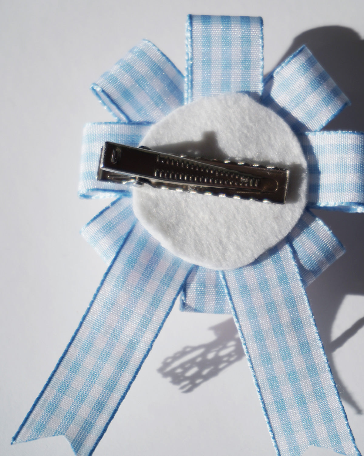 Flower Ribbon Hairclip 【blue check】