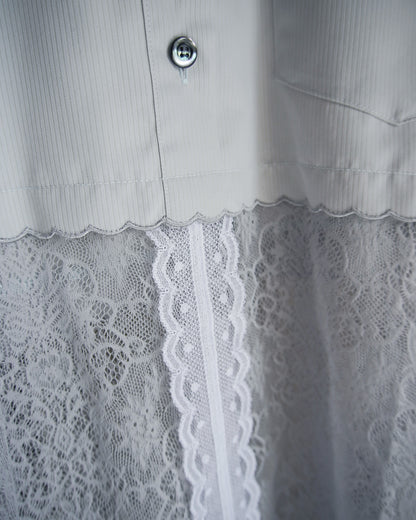 Lace-Paneled Striped Shirt