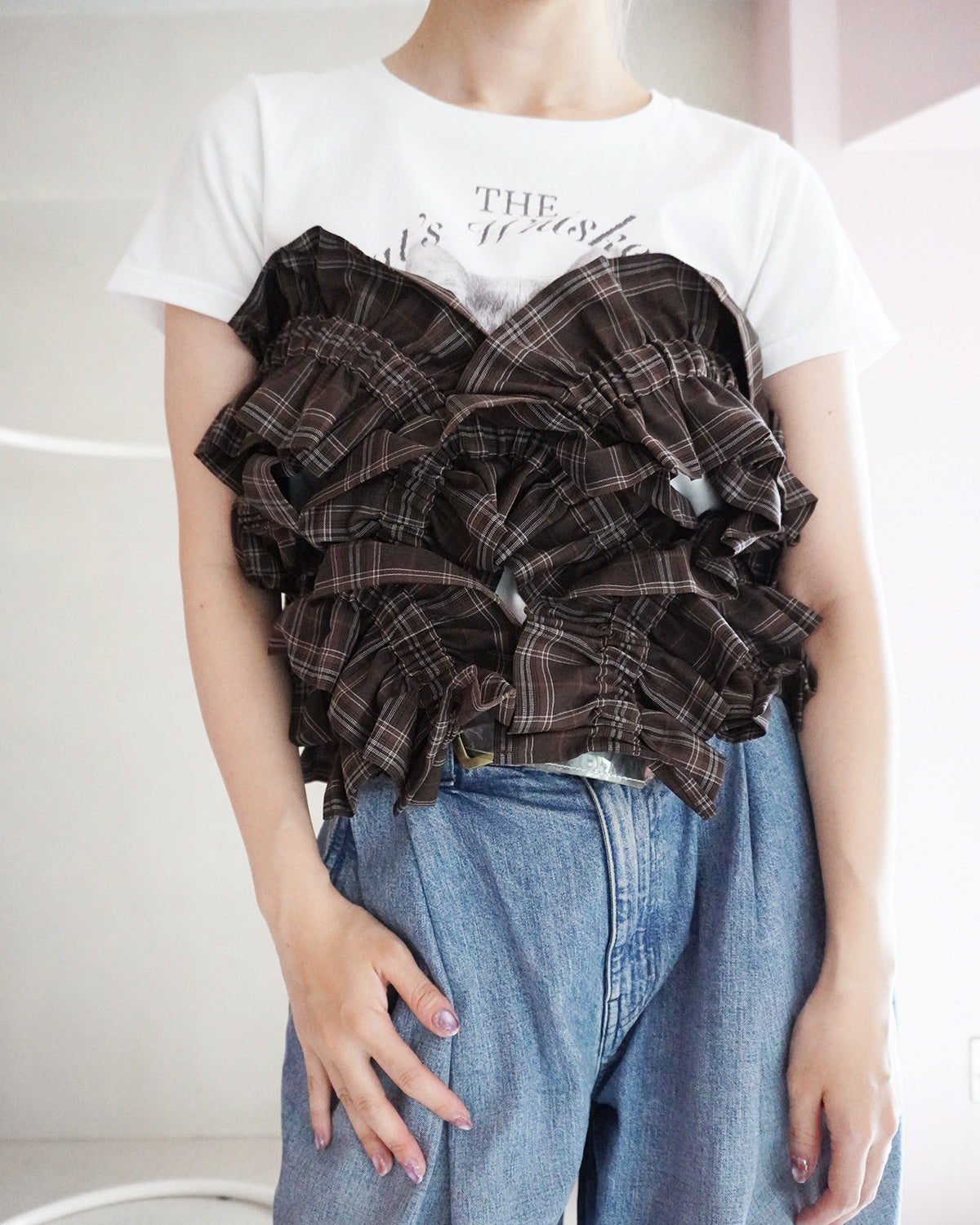 pascal frill vest（brown check）